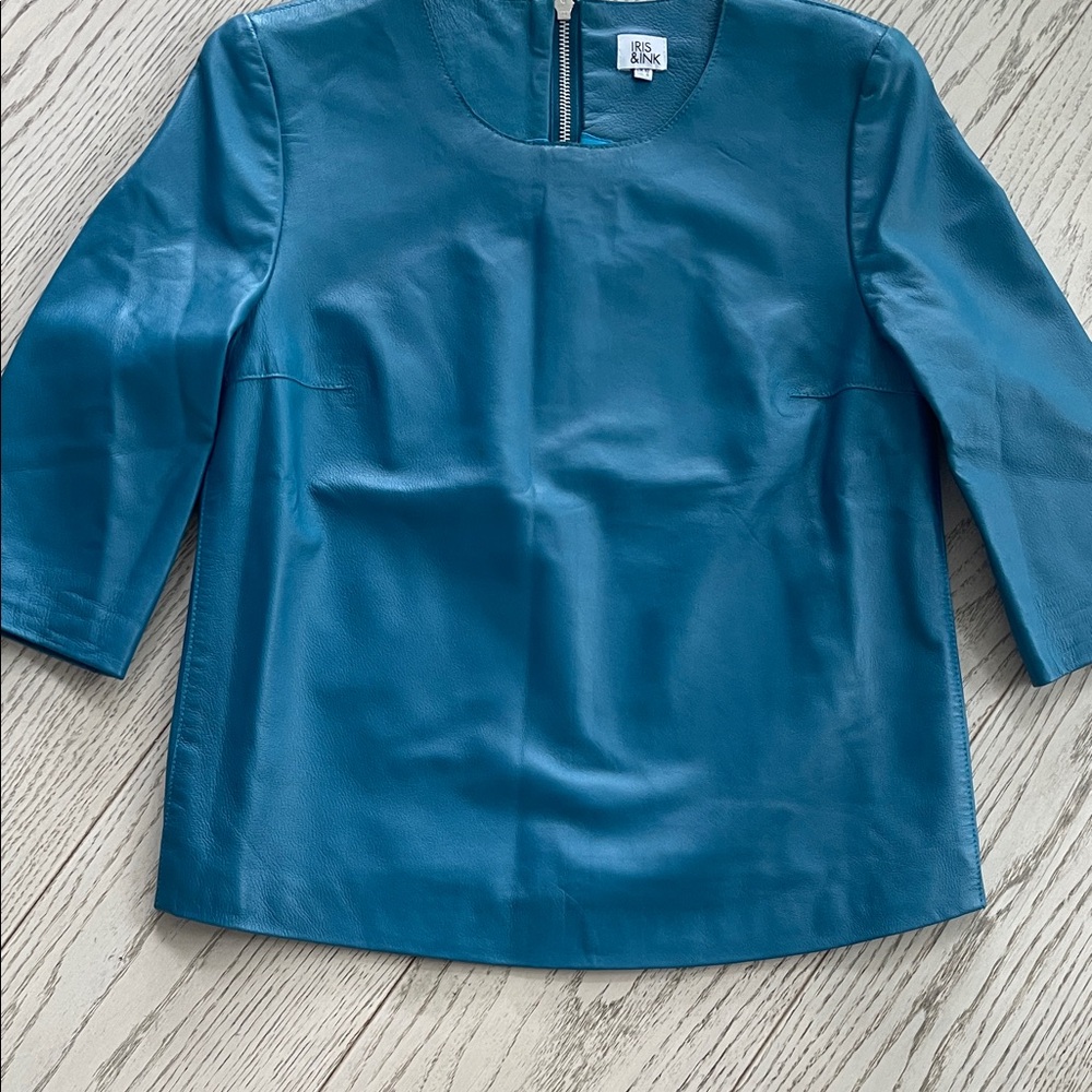 Iris & Ink Blue Women's Leather top.